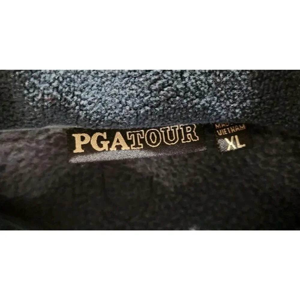PGA Tour Mens Full Zip Fleece Jacket Blue Golf Midweight Mock Neck Size XL